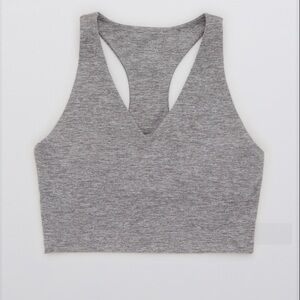 Aerie The Hugger Pop Stitch Voop Sports Bra Medium Heather Gray Size Medium